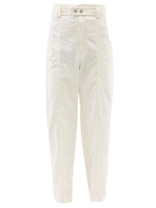 Mens Rtw Isabel Marant - Edwin Belted Linen-blend Ripstop Wide-leg Trousers - Mens - Cream