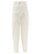 Mens Rtw Isabel Marant - Edwin Belted Linen-blend Ripstop Wide-leg Trousers - Mens - Cream