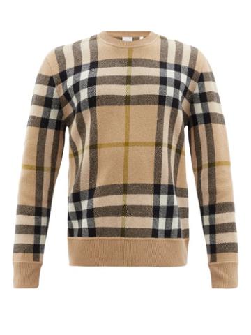 Mens Rtw Burberry - Nixon Vintage-check Cashmere Sweater - Mens - Beige
