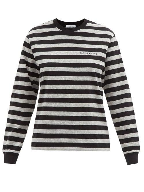 Bella Freud - Glitter-stripe Cotton-blend Sweater - Womens - Black Silver