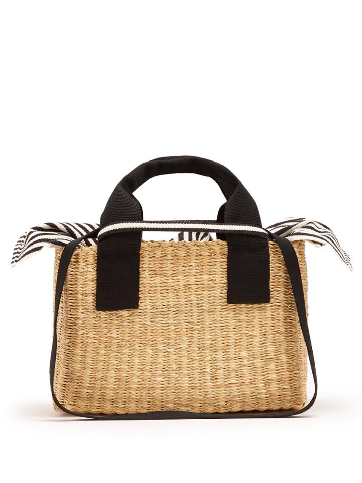Muuñ Ninon Striped-canvas And Woven-straw Tote