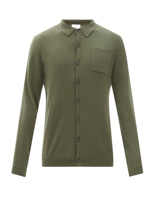 Allude - Patch-pocket Cashmere Cardigan - Mens - Khaki