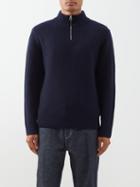 A.p.c. - Alex Quarter-zip Ribbed-wool Sweater - Mens - Navy