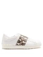 Valentino Open Low-top Watersnake And Leather Trainers