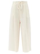 Matchesfashion.com Loup Charmant - Marsh Cotton-voile Cropped Wide-leg Trousers - Womens - Ivory