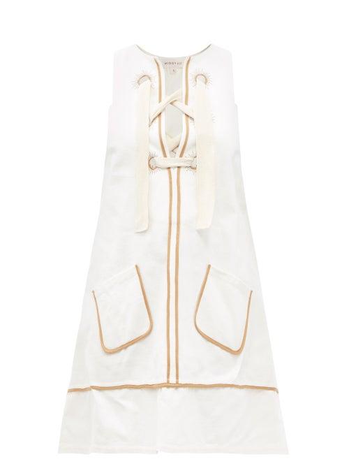 Matchesfashion.com Wiggy Kit - Edgar Laced Cotton-canvas Mini Dress - Womens - Cream