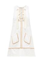 Matchesfashion.com Wiggy Kit - Edgar Laced Cotton-canvas Mini Dress - Womens - Cream