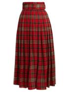 Matchesfashion.com Emilia Wickstead - Richie Tartan Print Pleated Skirt - Womens - Red Multi