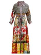 Matchesfashion.com Rianna + Nina - Volant Tiered Skirt Silk Shirtdress - Womens - Multi