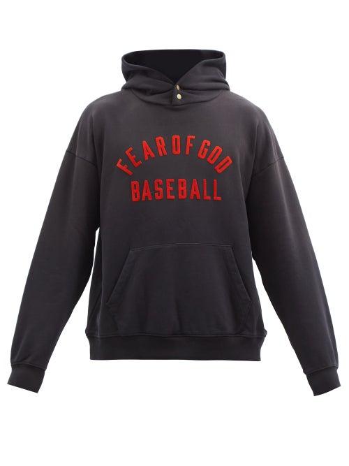 Fear Of God - Baseball Logo-print Cotton Hooded Sweatshirt - Mens - Black