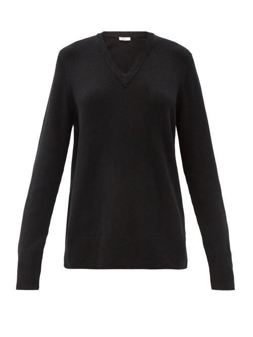 Matchesfashion.com The Row - Elaine V-neck Wool-blend Sweater - Womens - Black