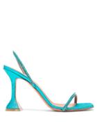Matchesfashion.com Amina Muaddi - Jade Gem-embellished Glitter Sandals - Womens - Blue