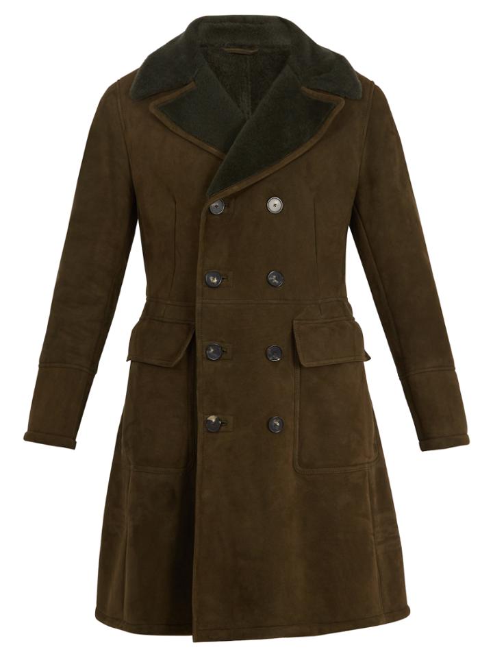 Bottega Veneta Peak-lapel Double-breasted Shearling Coat