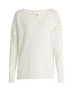 Chloé Lace-insert V-neck Wool And Cashmere-blend Sweater