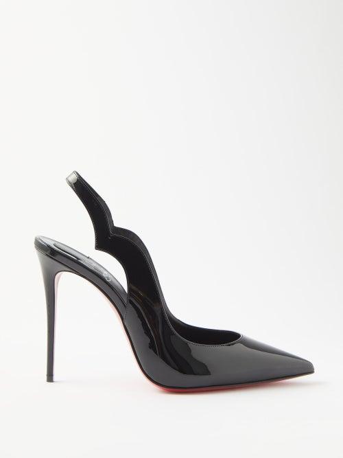 Christian Louboutin - Hot Chick 100 Patent-leather Slingback Pumps - Womens - Black