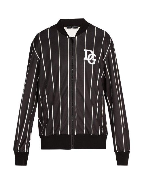 Matchesfashion.com Dolce & Gabbana - Varsity Striped Bomber Jacket - Mens - Black