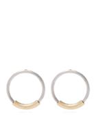 Chloé Silver Hoops With Logo-engraved Gold Bar