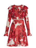 Giambattista Valli Rose-print Ruffled Silk-georgette Dress