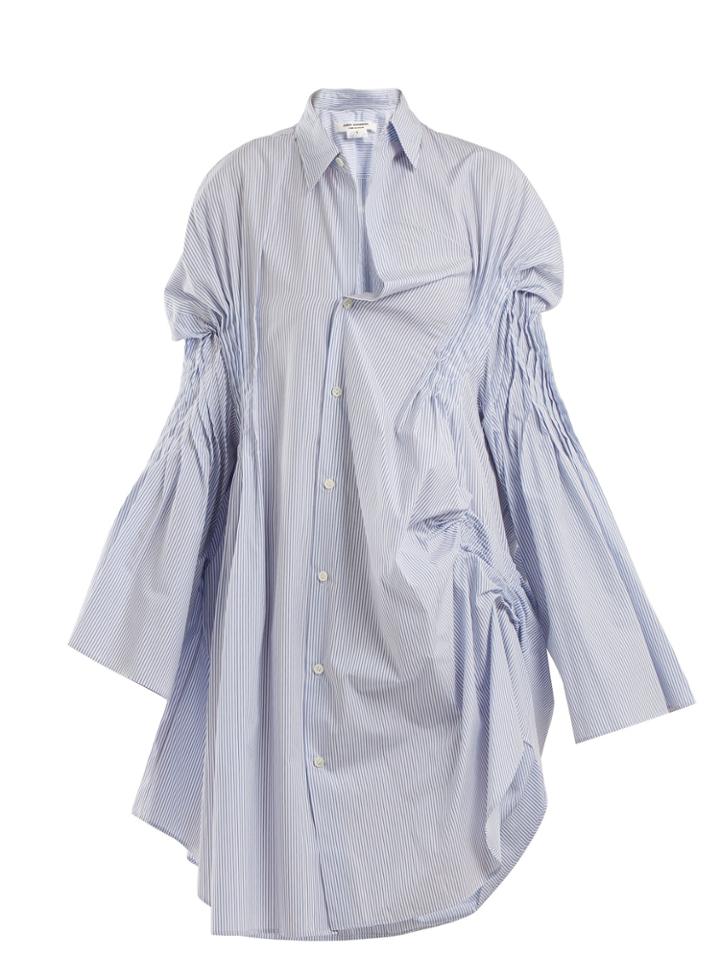 Junya Watanabe Asymmetric Pintucked Cotton Shirtdress
