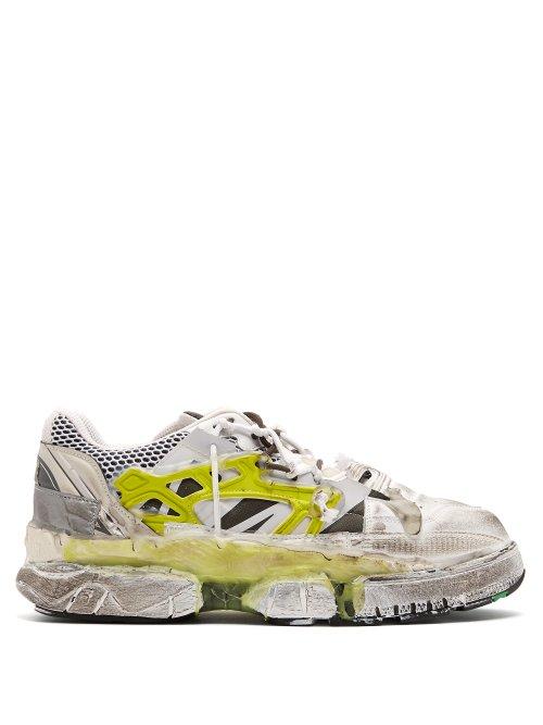 Matchesfashion.com Maison Margiela - Fusion Leather And Mesh Trainers - Mens - White Multi