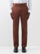 Burberry - Shilton Cotton-blend Twill Trousers - Mens - Dark Brown