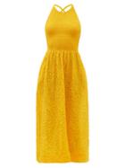 Ladies Beachwear Three Graces London - Soleil Cotton-blend Seersucker Sun Dress - Womens - Yellow