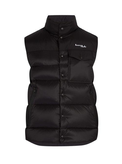 Matchesfashion.com 7 Moncler Fragment - Logo Embroidered Down Filled Gilet - Mens - Black