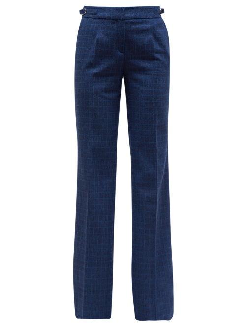 Matchesfashion.com Gabriela Hearst - Torres Checked Flannel Trousers - Womens - Blue Multi