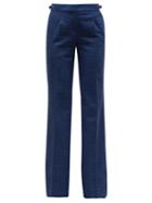 Matchesfashion.com Gabriela Hearst - Torres Checked Flannel Trousers - Womens - Blue Multi