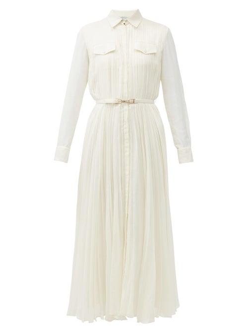 Matchesfashion.com Gabriela Hearst - Erella Belted Pleated Shirt Dress - Womens - Camel