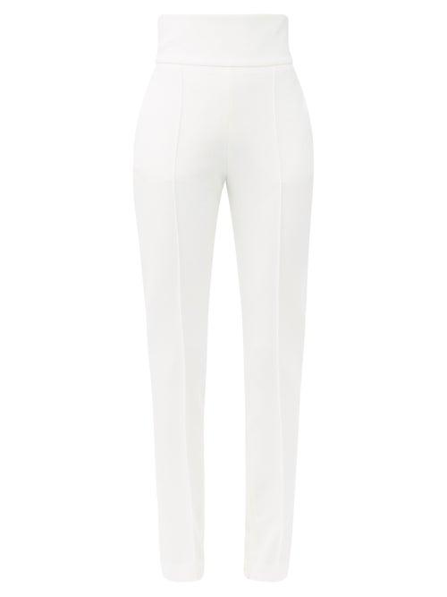 Matchesfashion.com Alexandre Vauthier - High-rise Crepe Slim-leg Trousers - Womens - White