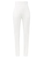 Matchesfashion.com Alexandre Vauthier - High-rise Crepe Slim-leg Trousers - Womens - White