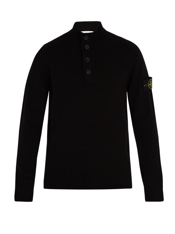 Stone Island Buttoned Wool-blend Sweater