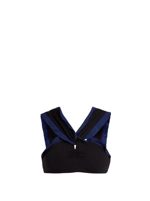 Matchesfashion.com Marysia - Oxford Contrast Trim Bikini Top - Womens - Black Navy