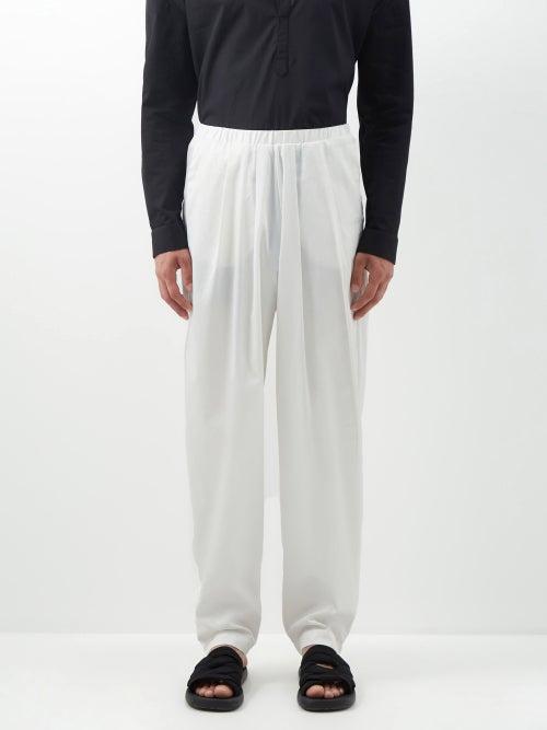 Albus Lumen - Fisherman Pleated Cotton-canvas Trousers - Mens - Cream