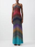 Missoni - Halterneck Metallic-knit Maxi Dress - Womens - Multi