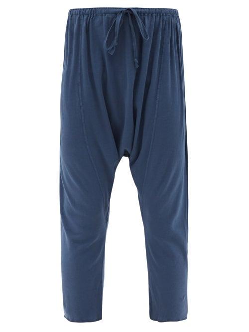 Matchesfashion.com Domi - Dropped-seat Organic-cotton Jersey Trousers - Womens - Navy