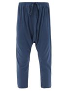 Matchesfashion.com Domi - Dropped-seat Organic-cotton Jersey Trousers - Womens - Navy