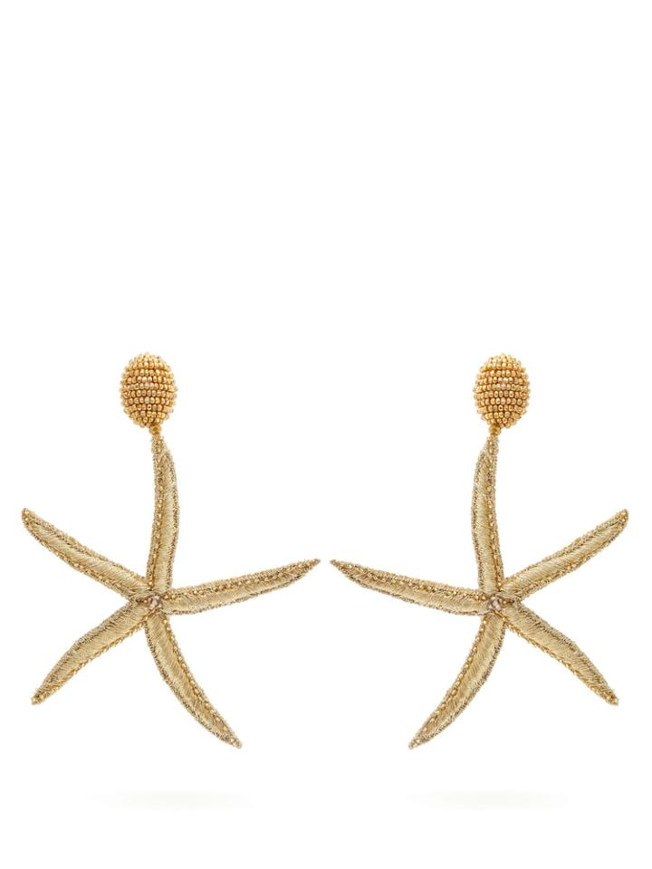 Oscar De La Renta Starfish Beaded Earrings
