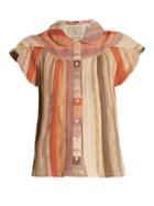 Matchesfashion.com Ace & Jig - Monet Ruffle Sleeved Striped Cotton Blend Top - Womens - Multi
