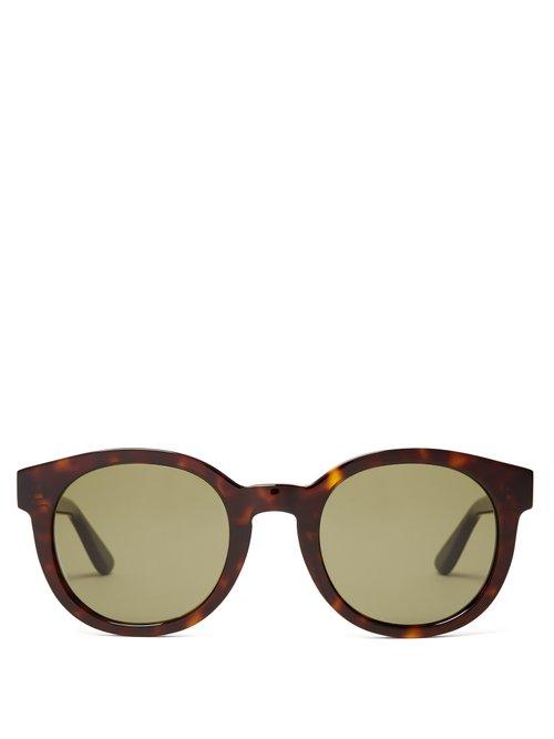 Matchesfashion.com Saint Laurent - Monogram Round Frame Sunglasses - Womens - Tortoiseshell