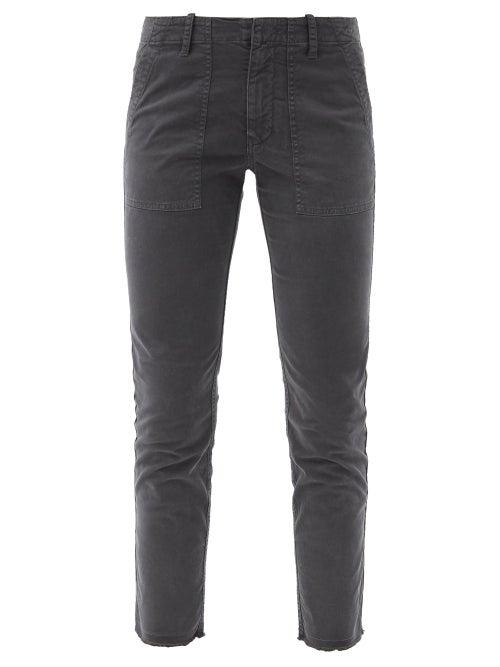 Matchesfashion.com Nili Lotan - Jenna Cropped Cotton-blend Slim-leg Trousers - Womens - Grey Multi