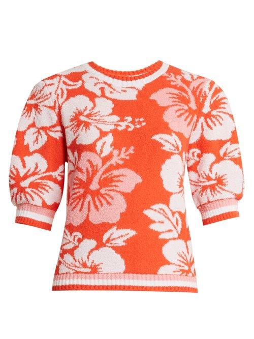 Matchesfashion.com Msgm - Hawaiian Print Terry Towelling Sweatshirt - Womens - Red Multi