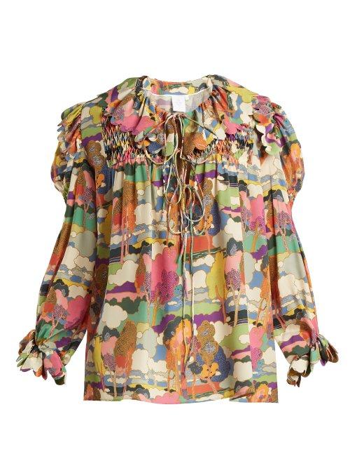 Matchesfashion.com Horror Vacui - Defensia Printed Silk Blouse - Womens - Multi