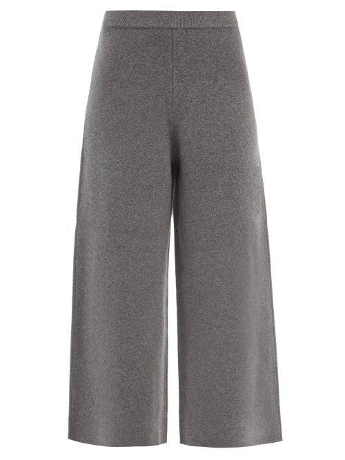 Joseph - High-rise Wool Wide-leg Trousers - Womens - Dark Grey