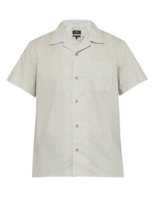Matchesfashion.com A.p.c. - Michael Short Sleeved Diamond Print Cotton Shirt - Mens - Mint Multi