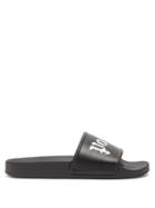 Matchesfashion.com Palm Angels - Logo Embossed Pool Slides - Mens - Black White