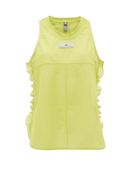 Matchesfashion.com Adidas By Stella Mccartney - Ruffle Trim Mesh Tank Top - Womens - Green