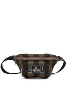 Matchesfashion.com Fendi - Striped Logo Plaque Belt Bag - Mens - Brown Multi