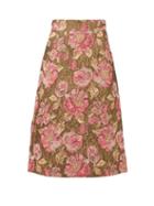 Matchesfashion.com Dolce & Gabbana - High-rise Floral-jacquard Lurex Circle Skirt - Womens - Gold Multi
